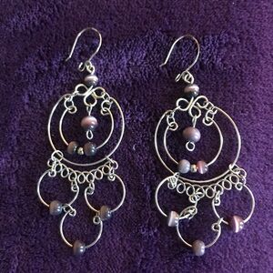Peruvian silver earrings with semi precious stones